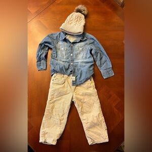 2T Gap Corduroys Pants Carter Denim Shirt Knit Beanie
